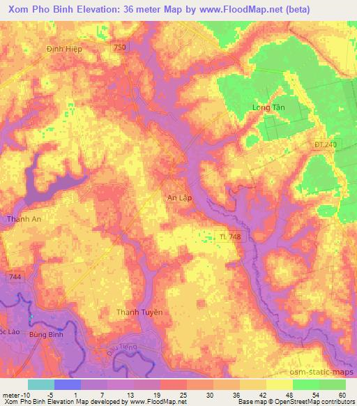 Xom Pho Binh,Vietnam Elevation Map