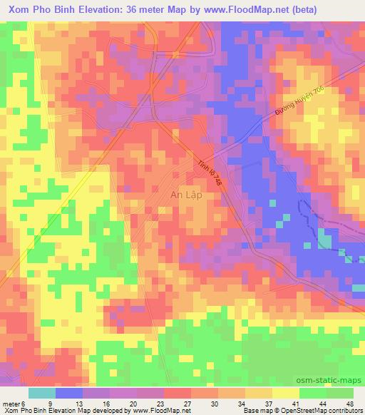 Xom Pho Binh,Vietnam Elevation Map