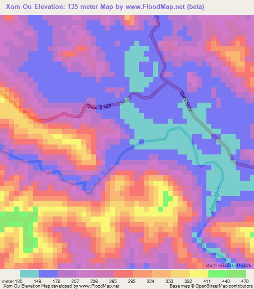 Xom Ou,Vietnam Elevation Map