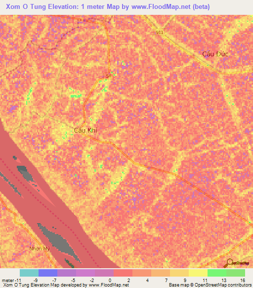 Xom O Tung,Vietnam Elevation Map