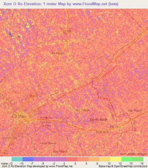 Xom O Ro,Vietnam Elevation Map