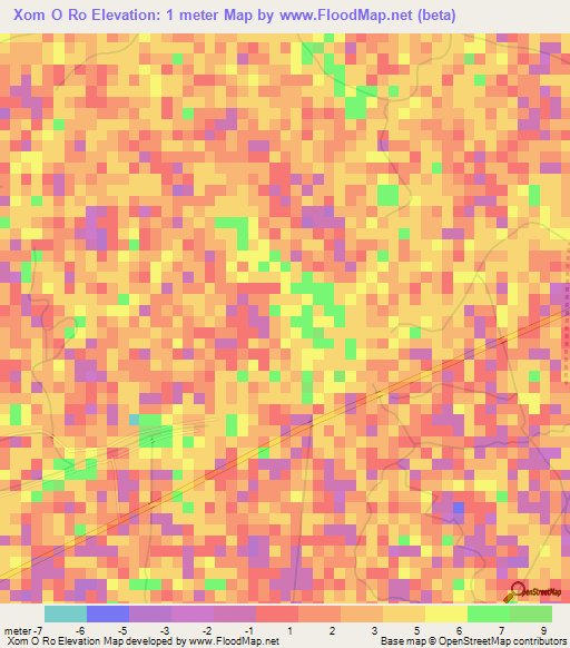 Xom O Ro,Vietnam Elevation Map