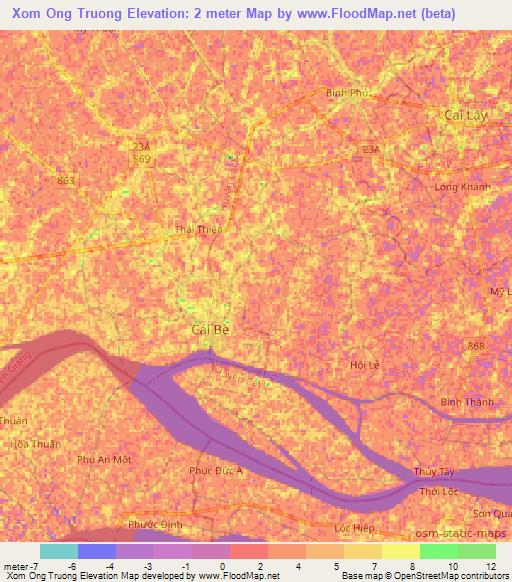 Xom Ong Truong,Vietnam Elevation Map