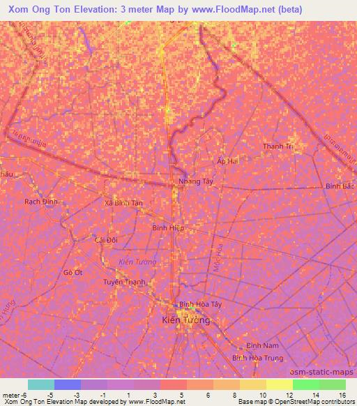 Xom Ong Ton,Vietnam Elevation Map