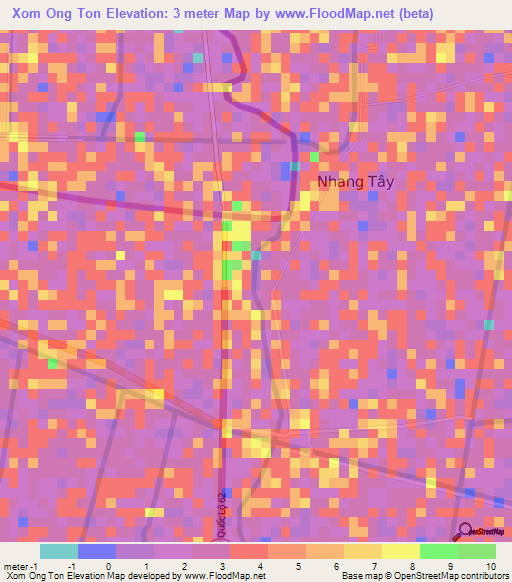 Xom Ong Ton,Vietnam Elevation Map