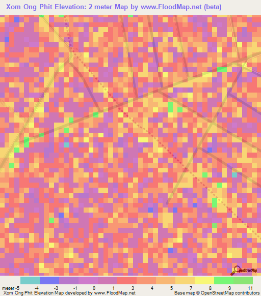 Xom Ong Phit,Vietnam Elevation Map