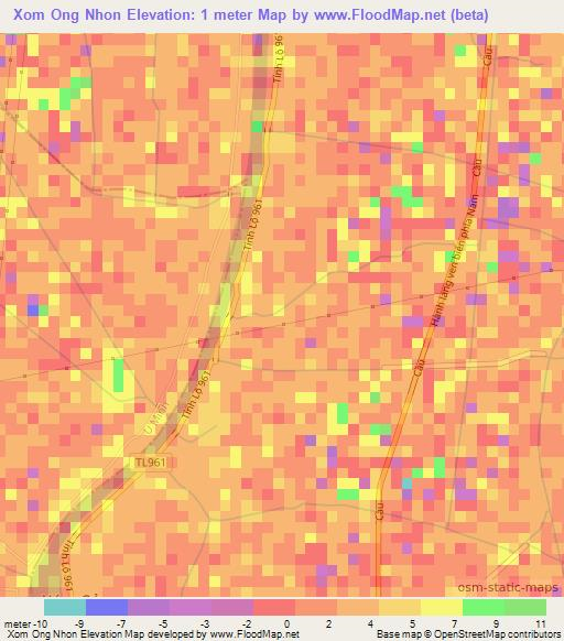 Xom Ong Nhon,Vietnam Elevation Map