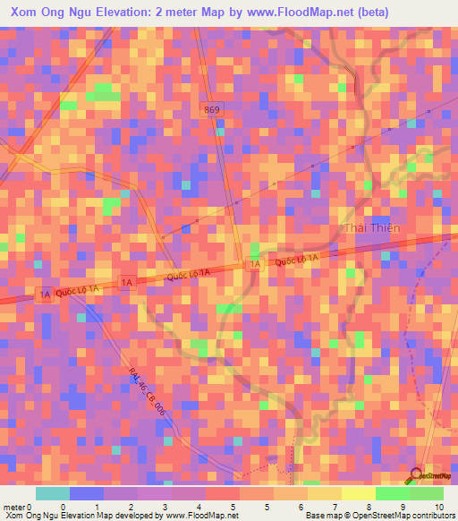 Xom Ong Ngu,Vietnam Elevation Map