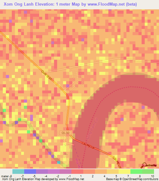 Xom Ong Lanh,Vietnam Elevation Map