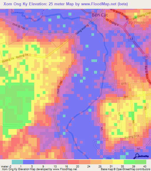 Xom Ong Ky,Vietnam Elevation Map