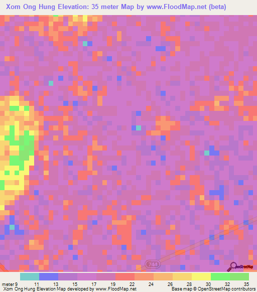 Xom Ong Hung,Vietnam Elevation Map