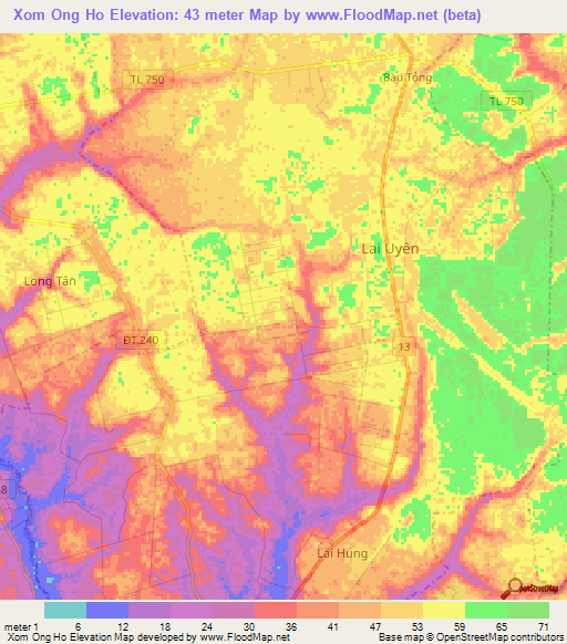 Xom Ong Ho,Vietnam Elevation Map