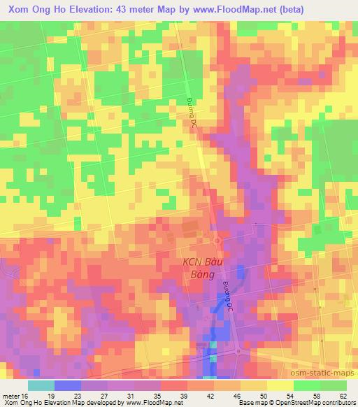 Xom Ong Ho,Vietnam Elevation Map