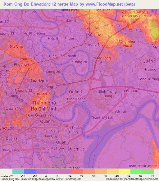 Xom Ong Do,Vietnam Elevation Map