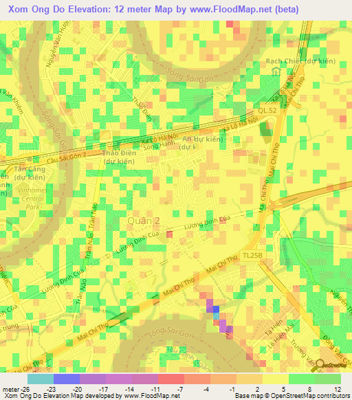 Xom Ong Do,Vietnam Elevation Map