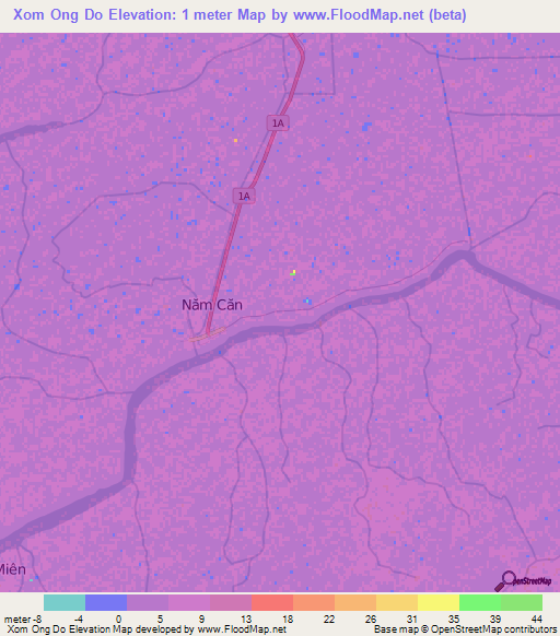 Xom Ong Do,Vietnam Elevation Map