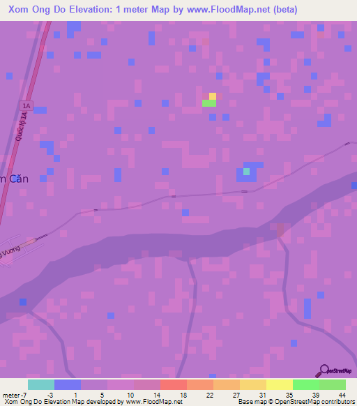 Xom Ong Do,Vietnam Elevation Map