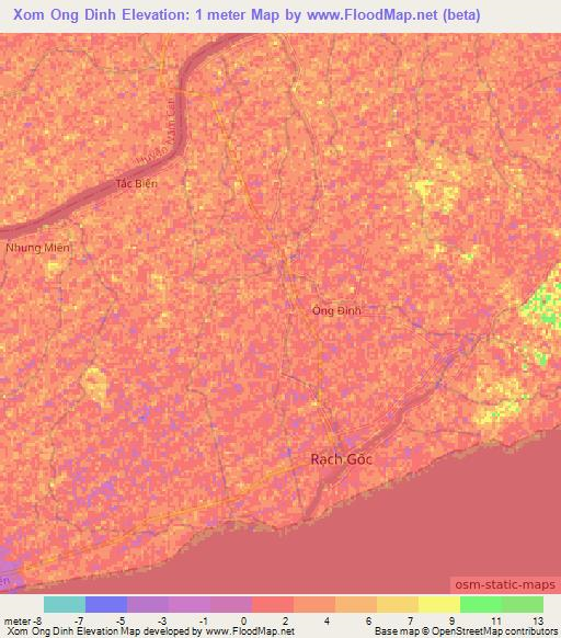 Xom Ong Dinh,Vietnam Elevation Map