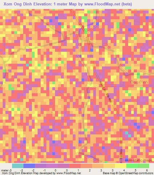 Xom Ong Dinh,Vietnam Elevation Map