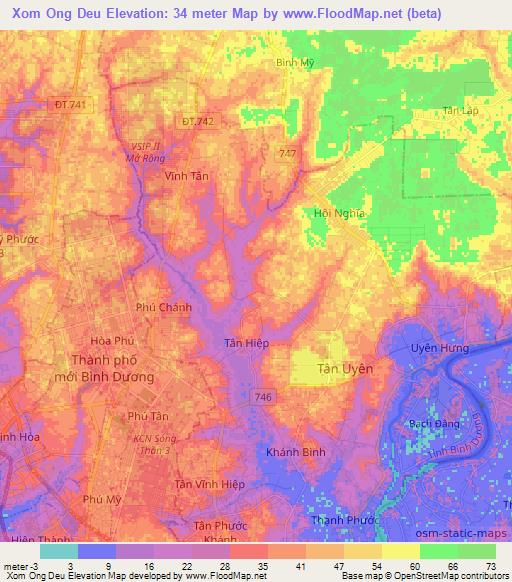 Xom Ong Deu,Vietnam Elevation Map