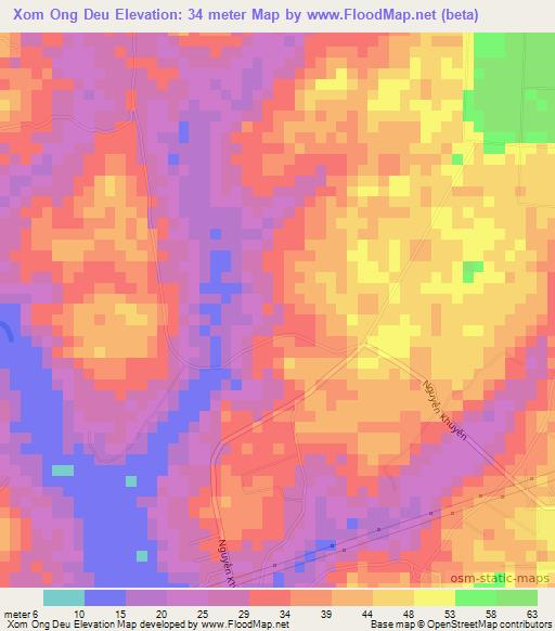 Xom Ong Deu,Vietnam Elevation Map