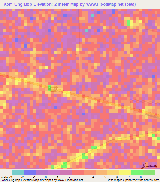 Xom Ong Bop,Vietnam Elevation Map