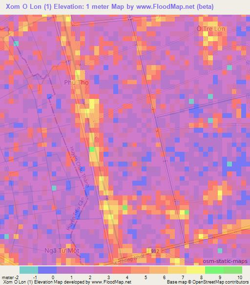 Xom O Lon (1),Vietnam Elevation Map
