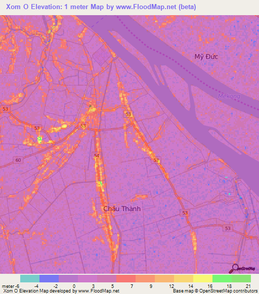 Xom O,Vietnam Elevation Map