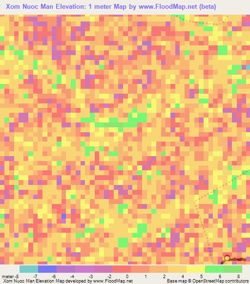 Xom Nuoc Man,Vietnam Elevation Map