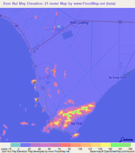 Xom Nui May,Vietnam Elevation Map