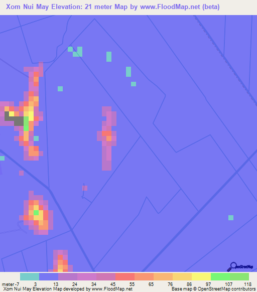 Xom Nui May,Vietnam Elevation Map