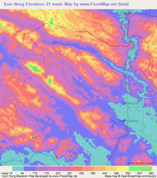 Xom Nong,Vietnam Elevation Map