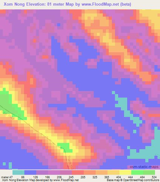 Xom Nong,Vietnam Elevation Map