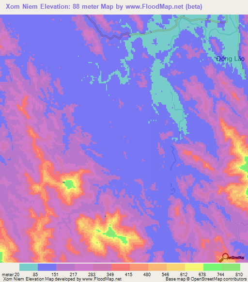 Xom Niem,Vietnam Elevation Map