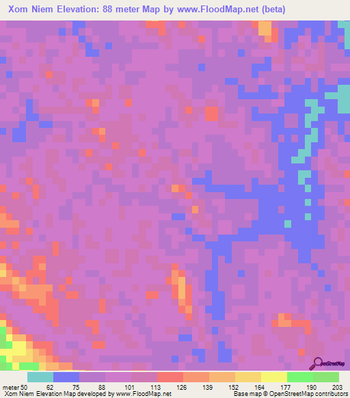 Xom Niem,Vietnam Elevation Map