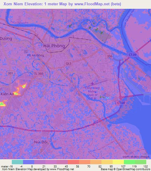 Xom Niem,Vietnam Elevation Map