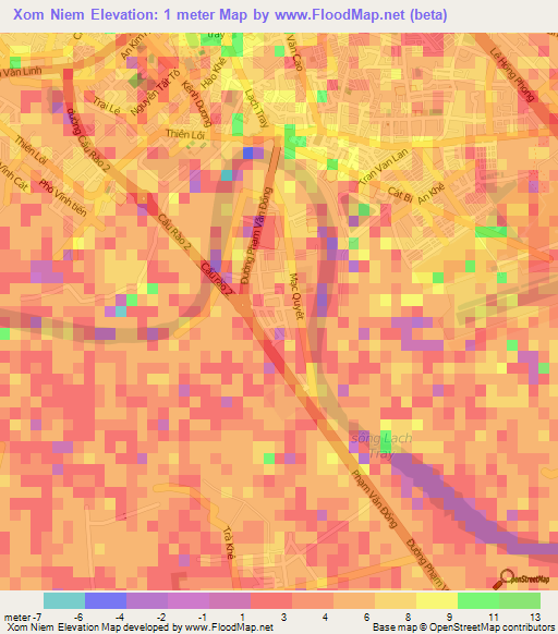 Xom Niem,Vietnam Elevation Map