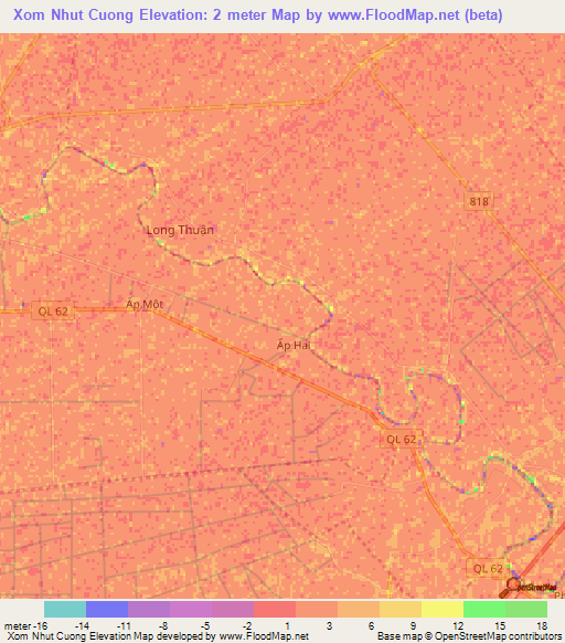 Xom Nhut Cuong,Vietnam Elevation Map