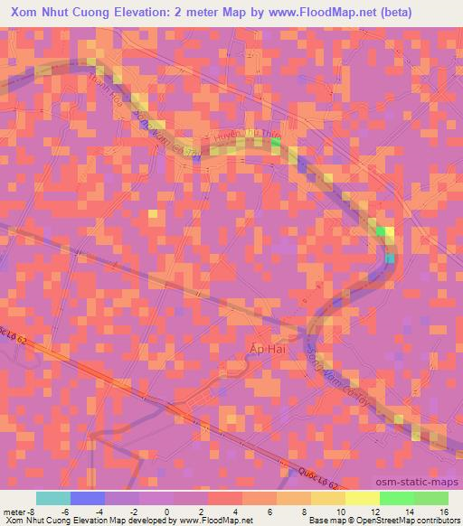 Xom Nhut Cuong,Vietnam Elevation Map