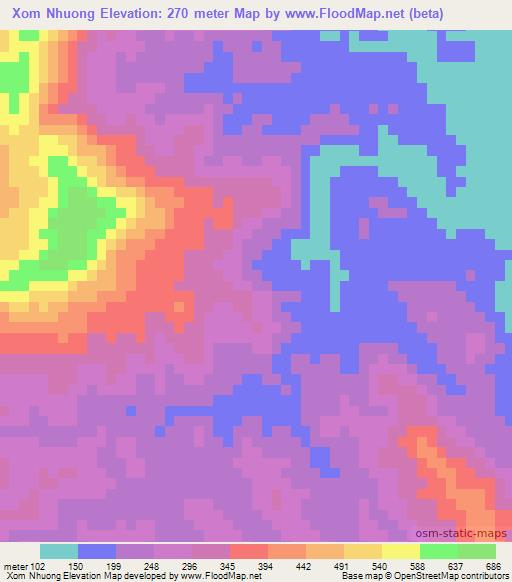 Xom Nhuong,Vietnam Elevation Map