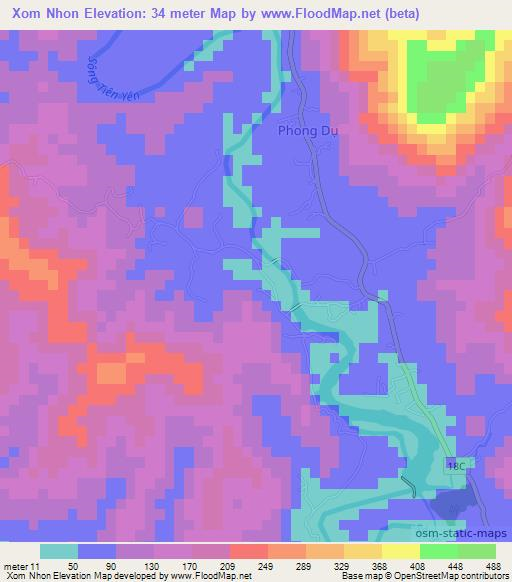 Xom Nhon,Vietnam Elevation Map