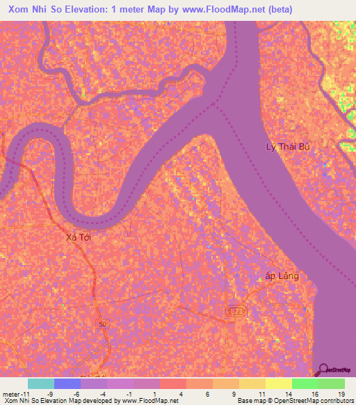 Xom Nhi So,Vietnam Elevation Map