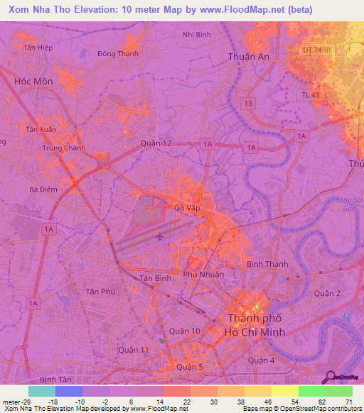 Xom Nha Tho,Vietnam Elevation Map