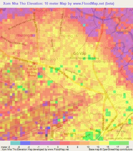 Xom Nha Tho,Vietnam Elevation Map