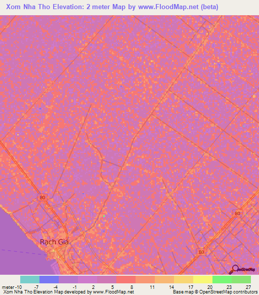 Xom Nha Tho,Vietnam Elevation Map