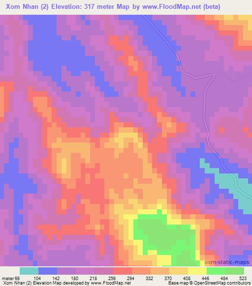 Xom Nhan (2),Vietnam Elevation Map