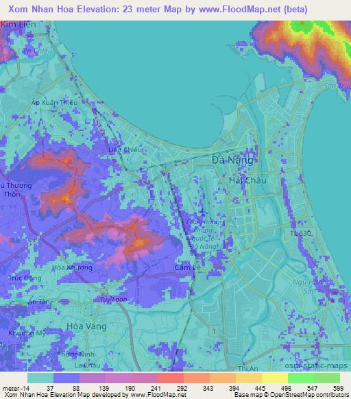 Xom Nhan Hoa,Vietnam Elevation Map