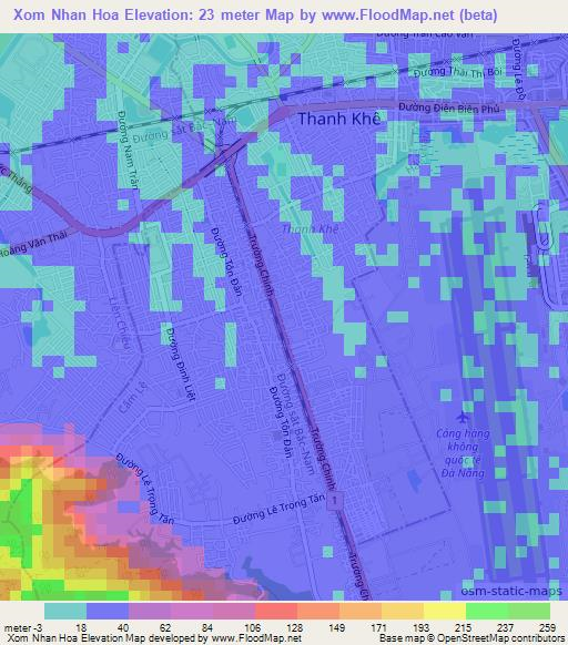 Xom Nhan Hoa,Vietnam Elevation Map