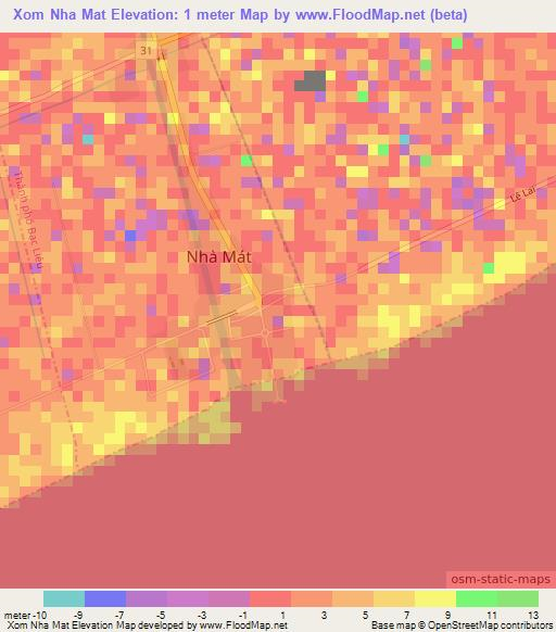 Xom Nha Mat,Vietnam Elevation Map