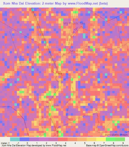 Xom Nha Dai,Vietnam Elevation Map